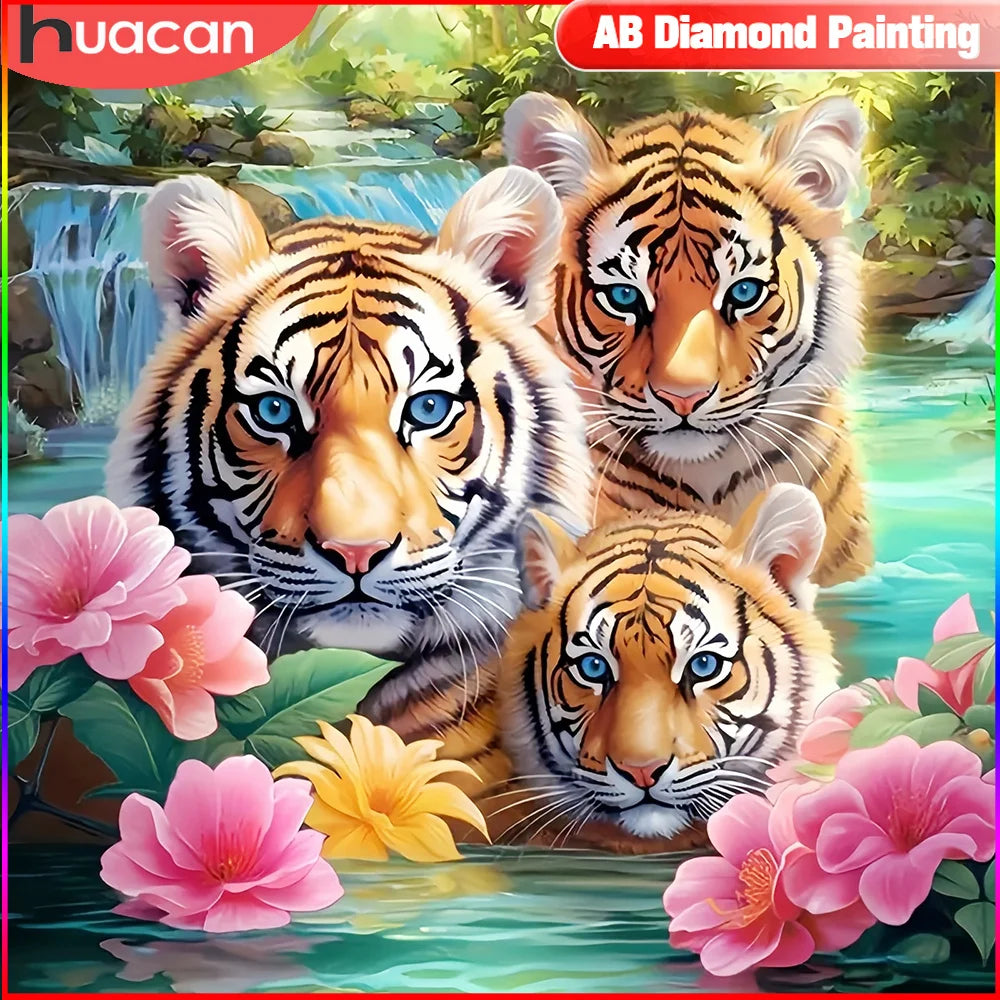 HUACAN Full Square Round Diamond Mosaic Tiger Cross Stitch Painting Animal Embroidery New Arrival Rhinestones Wall Decor HUACAN Full Square Round Diamond Mosaic Tiger Cross Stitch Painting Animal Embroidery New Arrival Rhinestones Wall Decor